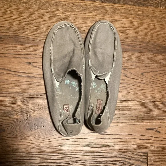 OluKai Nohea Grey Canvas Slip-On Moc Toe Flats Loafers Shoes Women's US 10 - Picture 3 of 5